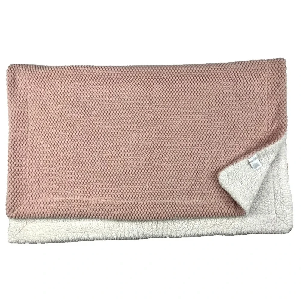 Chick Pea Pink Bumpy Textured Baby Blanket Beige Sherpa 30x40 Soft Girl EUC